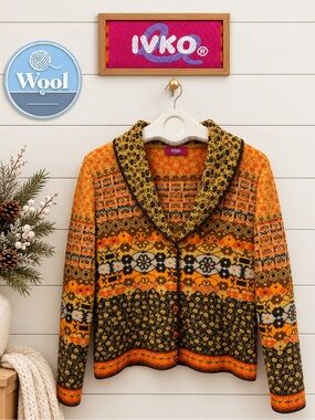 IVKO Wool Patterned Cardigan – Multicolor – Estimated Size M